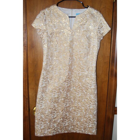 J. McLaughlin GOLD FOIL DRESS WOMEN'S SIZE 2 - Picture 3 of 5